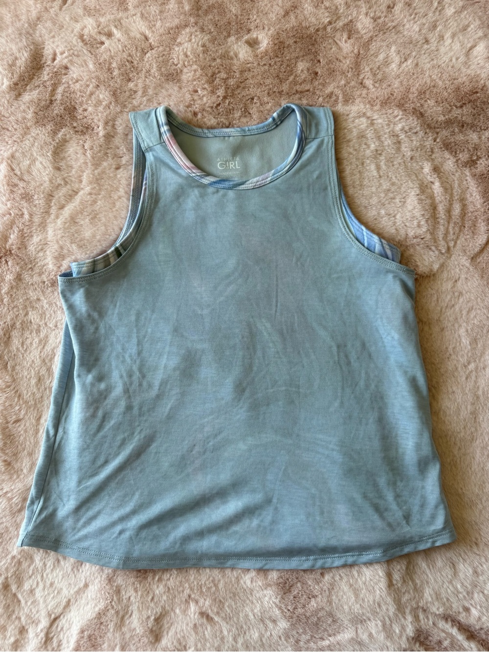 Athleta Girl Tandem Tank Top Light Blue 2-in-1 Layered Top Size Small
